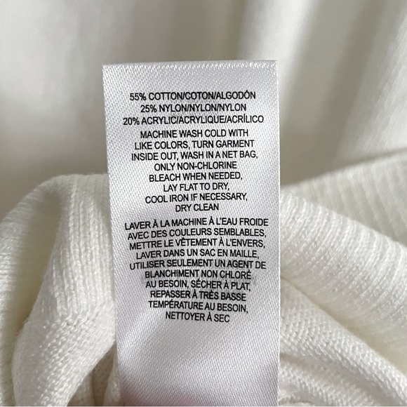 NWT Lucky Brand Soft White V-Neck Raglan Sleeve Split Hem Cotton Sweater… - Picture 10 of 13